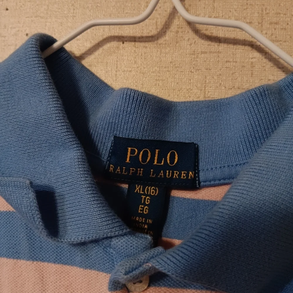 Ralph Lauren Pastel Striped Polo Dress Sz XL Girls